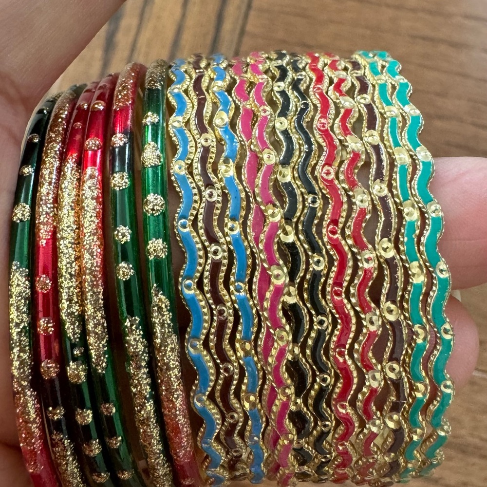 Colorful Gold-Accented Bangles Sets 2 sets